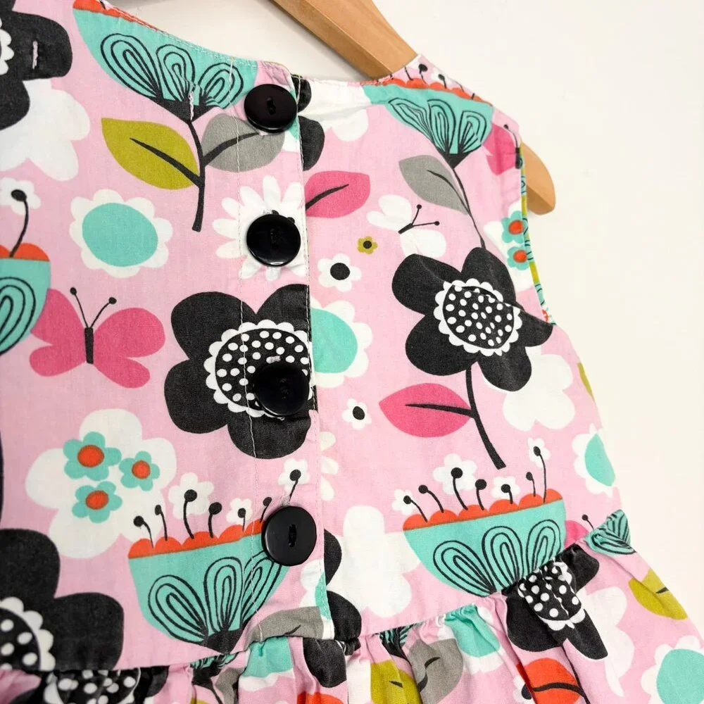 Jelly‎ the Pug Girls Size 8 Floral High-Low Ruffle Tunic Top - Picture 2 of 6